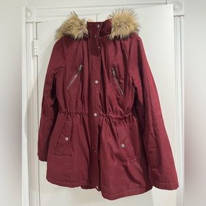Nautica Cranberry Faux Fur‎ Hooded Jacket Sz. XL